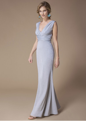 Silver Jersey Wrap Convertible Bridesmaid Dress